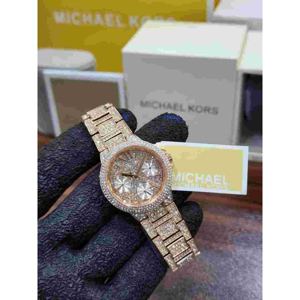 MK women's Glamorous Crystal-Embellished Chronograph Watch