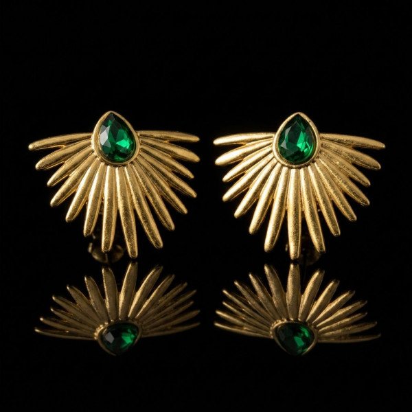 Emerald Sunburst Statement Earring