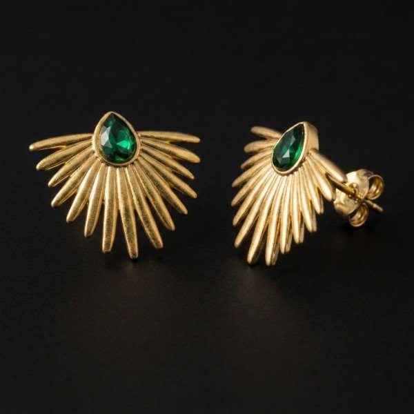 Emerald Sunburst Statement Earring