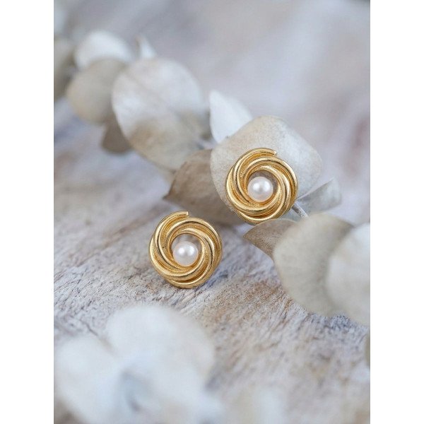 Golden Vortex Pearl Stud