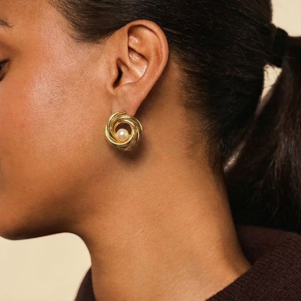 Golden Vortex Pearl Stud