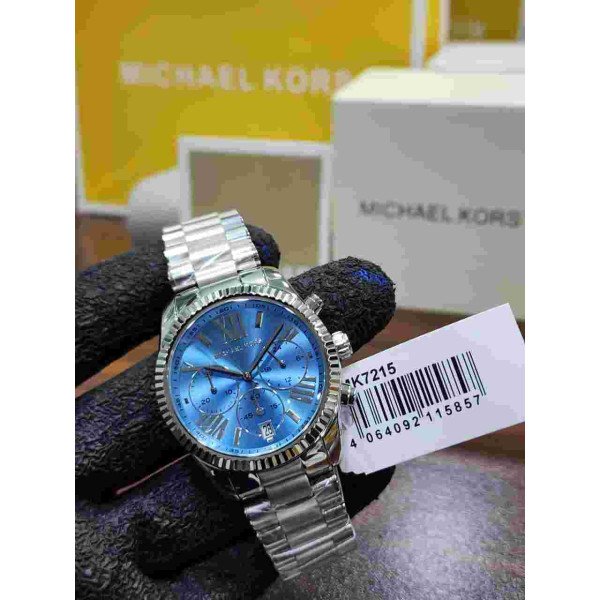 MK Chronograph Watch striking blue sunray dial
