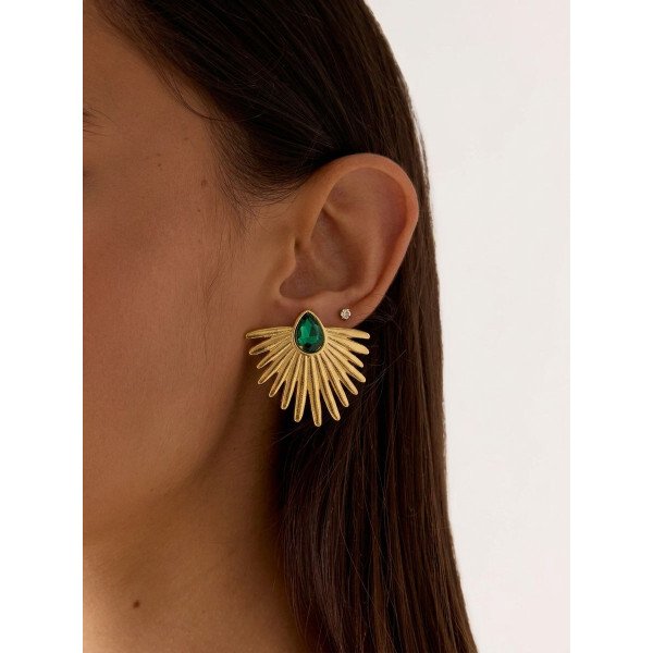 Emerald Sunburst Statement Earring