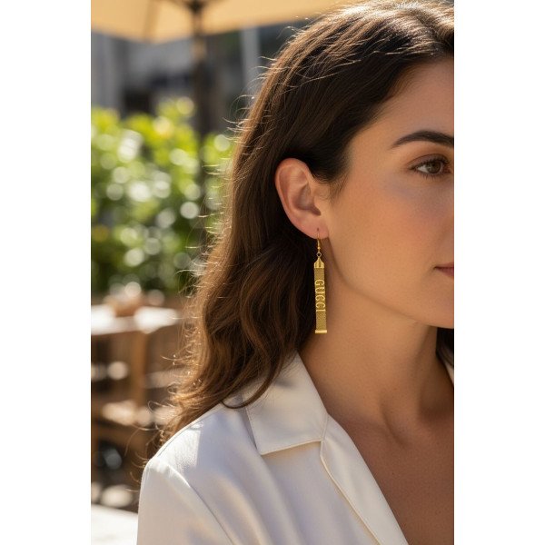 Gucci Logo Gold Mesh Drip Earrings