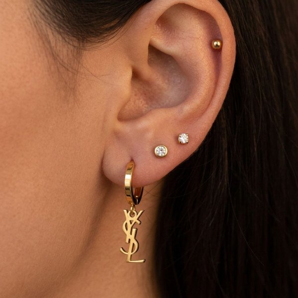 YSL Monogram C-Hoop Drop