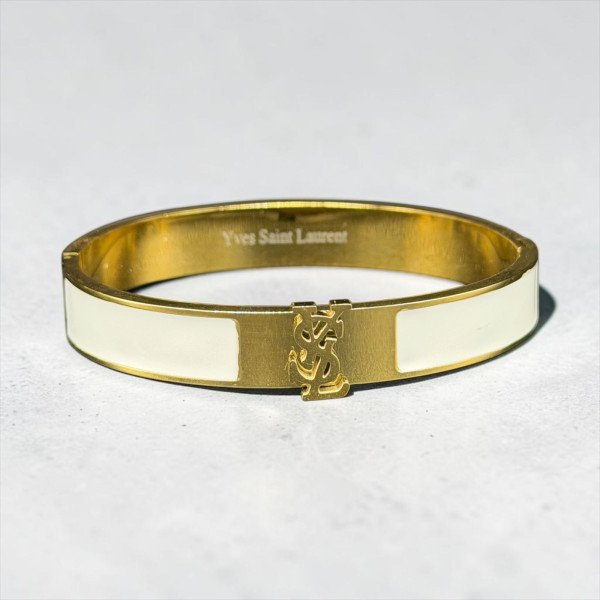 YSL Monogram White Enamel Bangle