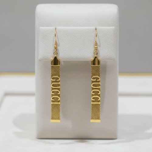 Gucci Logo Gold Mesh Drip Earrings