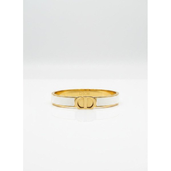 Dior CD Logo White Enamel Slim Bangle