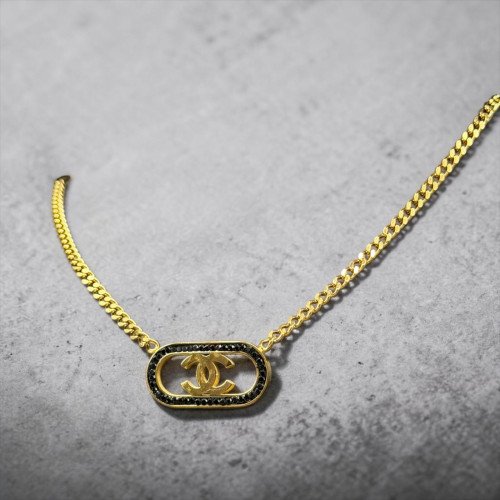Chanel CC Midnight Crystal Oval Necklace