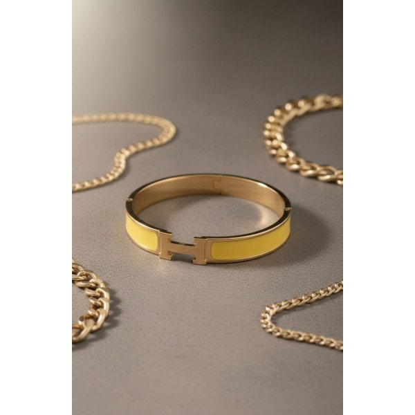 Hermes H-Link Marigold Enamel Bangle
