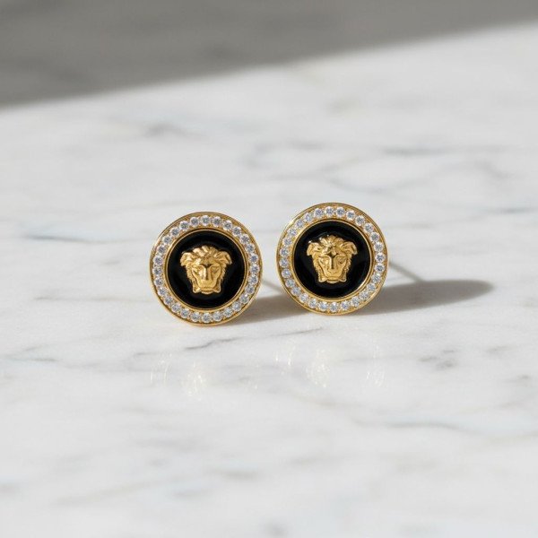 Versace Medusa Noir Halo Stud