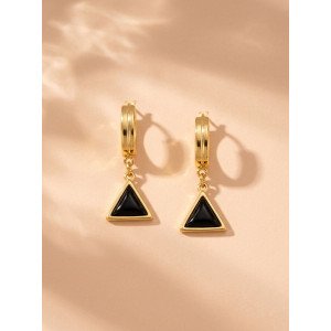 Obsidian Triangle Huggie Drop